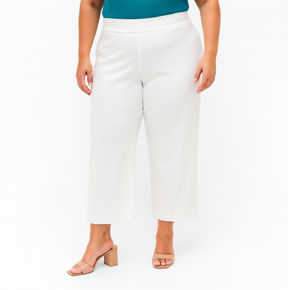 Spin Women’s Cropped White Wide-Leg Pants 3X